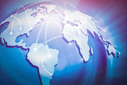 展示全球运输目的地的地球地图。